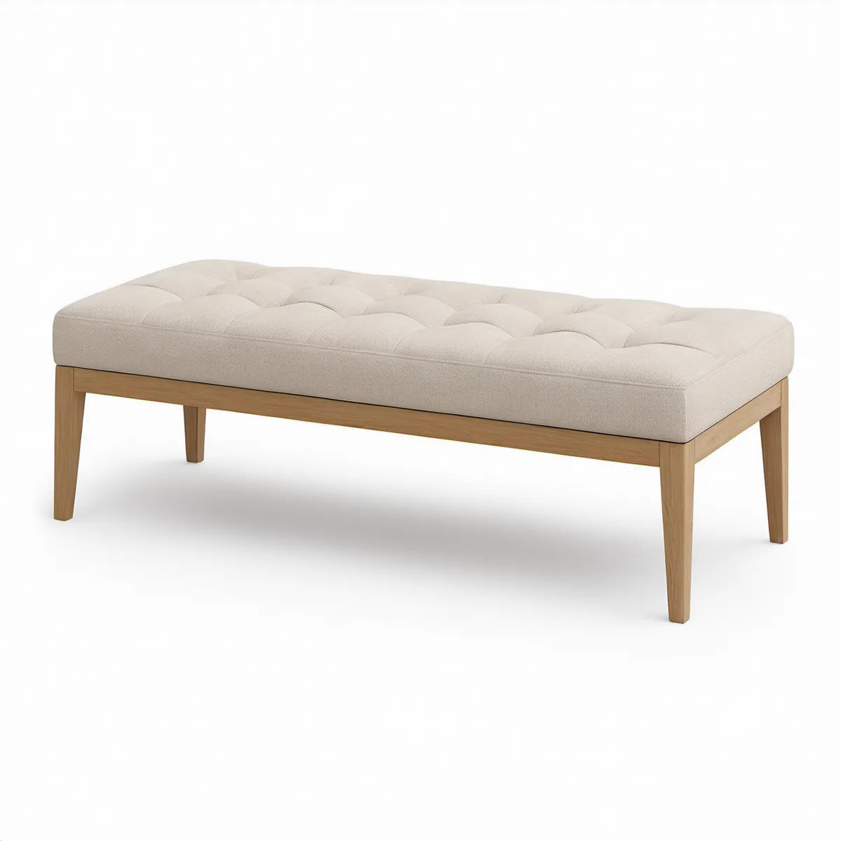 Gepolsterte Sitzbank 120 × 60 × 45 cm Beige/Natur