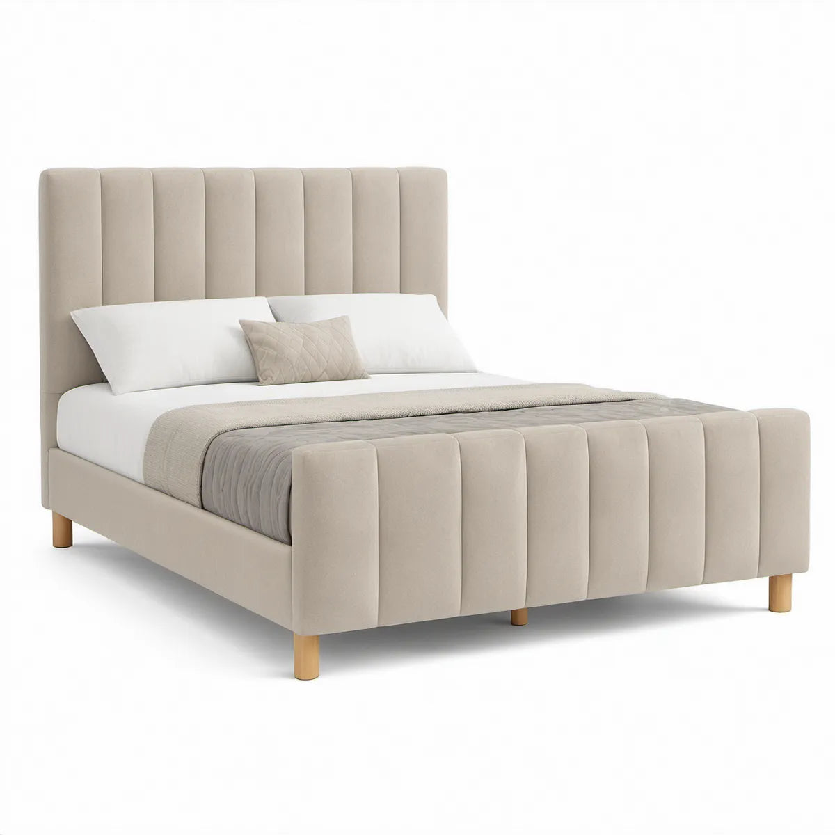 Polsterbett Doppelbett 160 x 200 cm Beige, Gesamtmass 215 x 172 x 122 cm