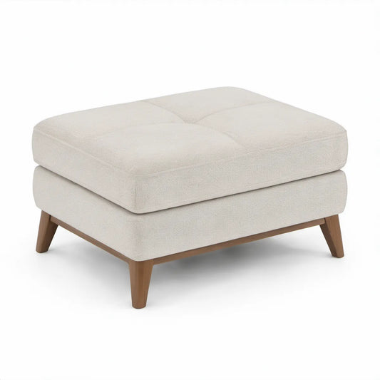 Gepolsterter Fuss hocker mit Polyesterbezug in Creme/Braun, 80 x 60 x 45 cm