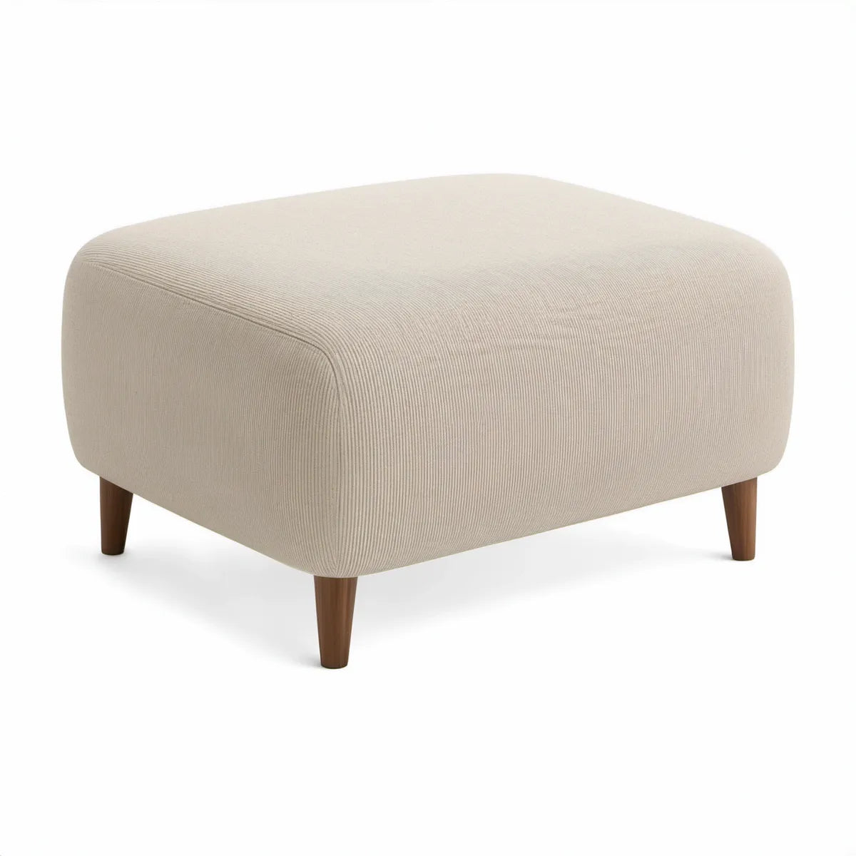 Quadratischer Polsterhocker 80 x 80 x 45 cm mit Cordbezug, Beige