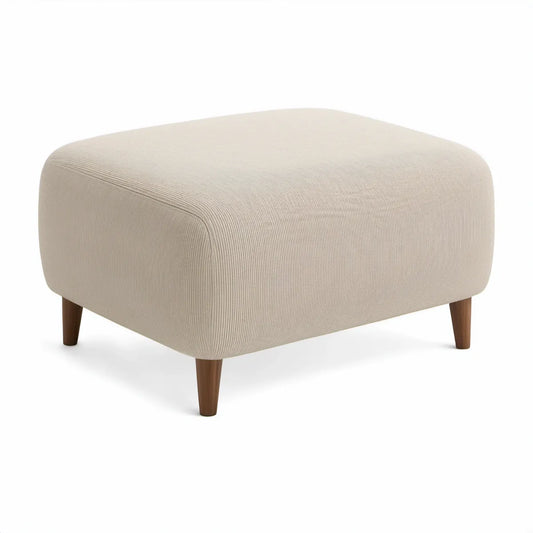 Quadratischer Polsterhocker 80 x 80 x 45 cm mit Cordbezug, Beige
