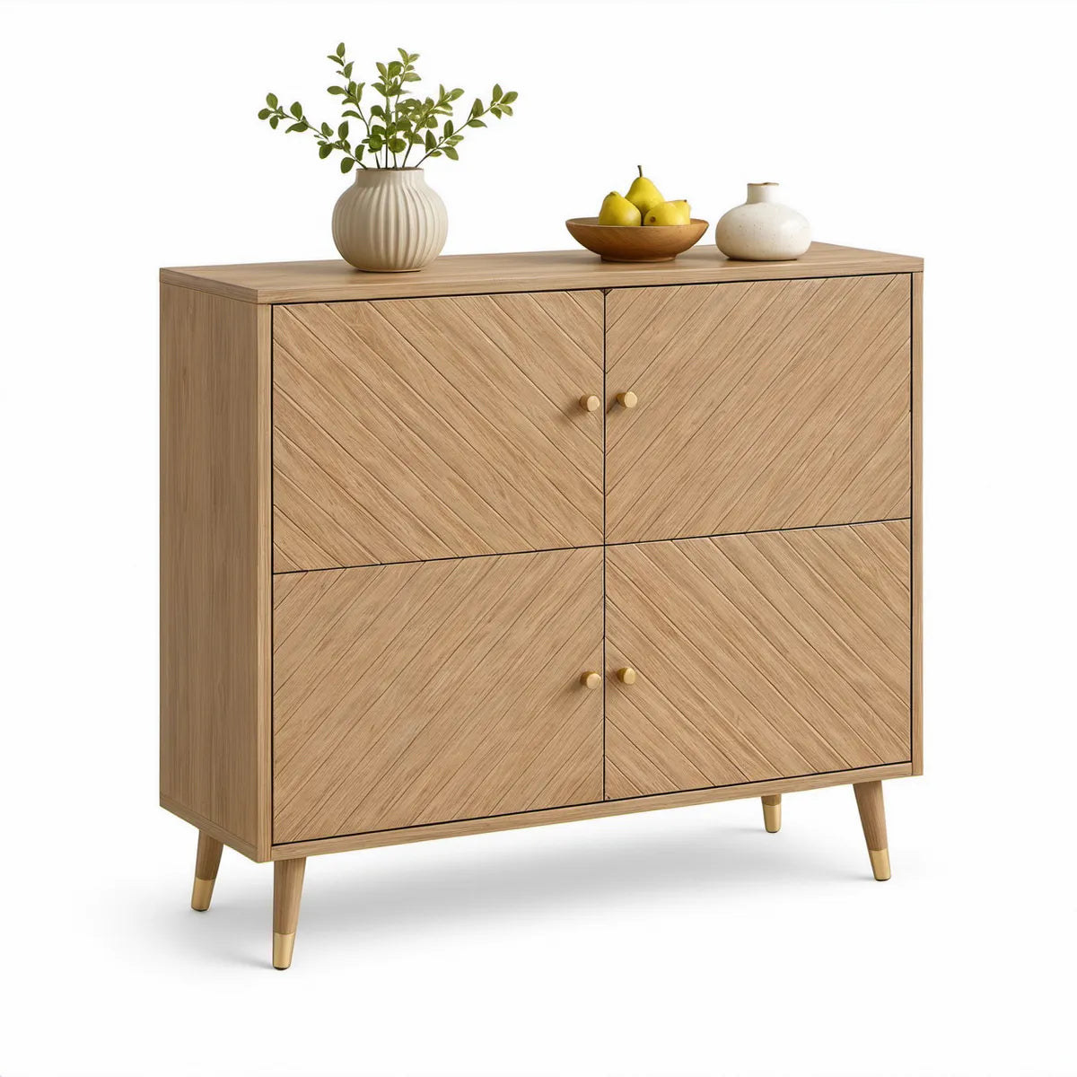 Sideboard aus MDF mit Eichenfurnier, Naturholz, 120 × 40 × 105 cm