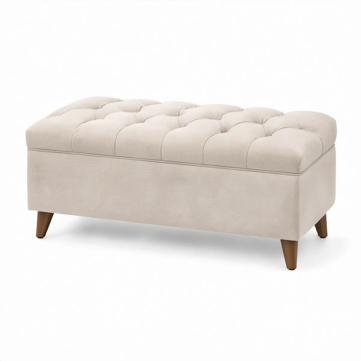 Sitzbank mit Stauraum, Creme/Braun, 110 x 45 x 45 cm