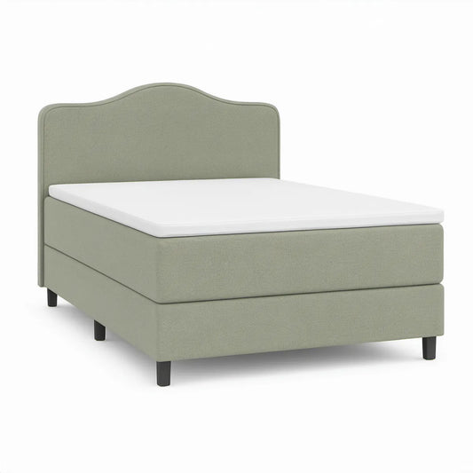 Boxspringbett 160 x 200 cm Salbeigrün mit weisser Matratze und schwarzen Füssen